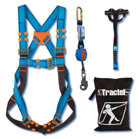 TRACTEL Shock Absorbing Lanyard, 6 ft., Blue and Black KIT-B01K